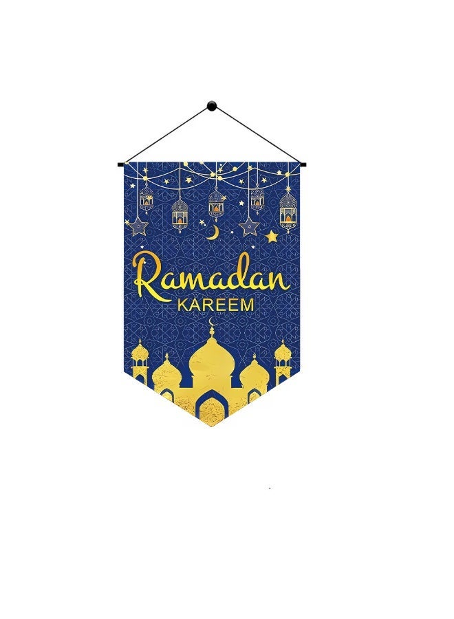 3PCS Ramadan Kareem & Eid Mubarak Hanging Banner Set – Islamic Door Wall Decoration Flags with Moon, Star & Mosque Design - Image 2